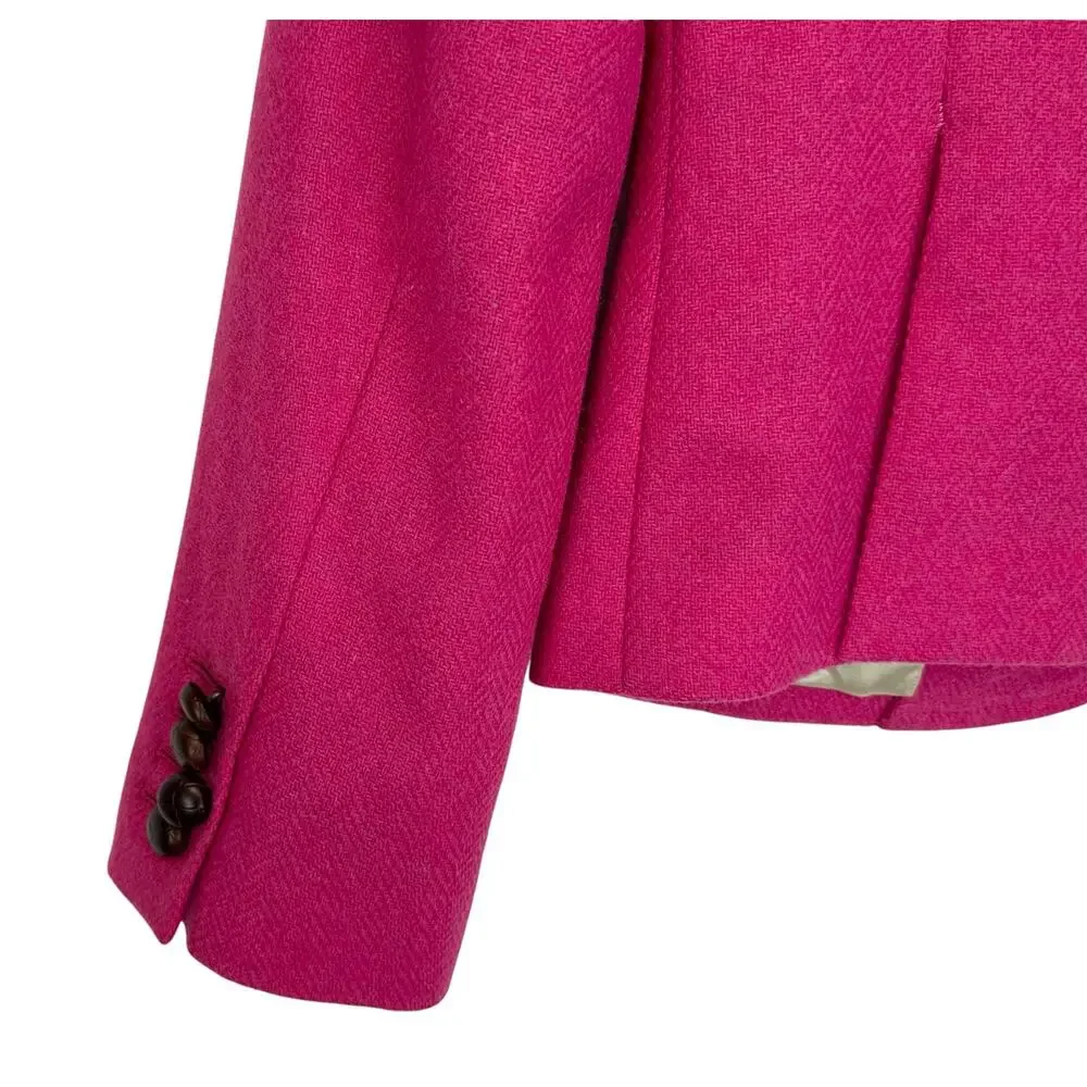 J. Crew Vintage Robert Noble Scottish Wool Herringbone Blazer Pink 70309 Size 2
